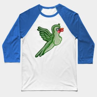 Cute Flying Green Cartoon Bird Baseball T-Shirt